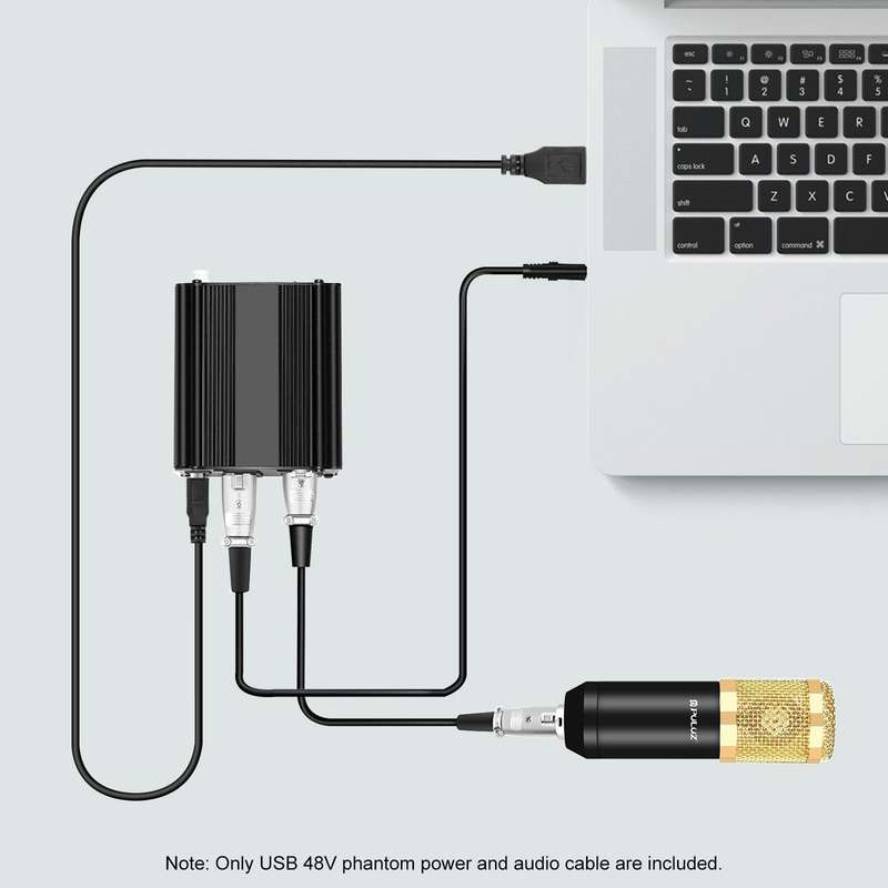 PULUZ 48V Phantom Power Supply for Condenser Microphone(Black)