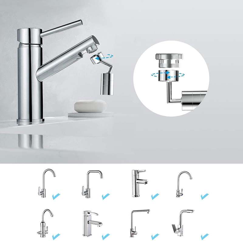 720-Degree Universal Rotating Faucet Anti-Splash Spout Filter Dual-Function Faucet, Specification...