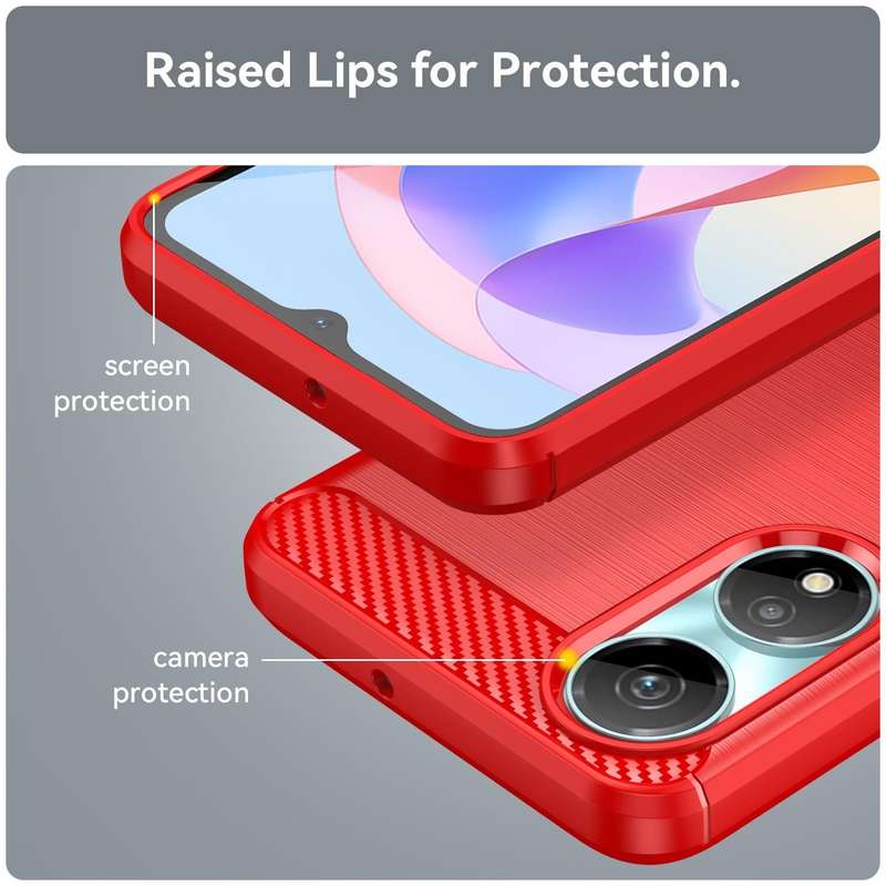 For Honor X7b Brushed Texture Carbon Fiber TPU Phone Case(Red)