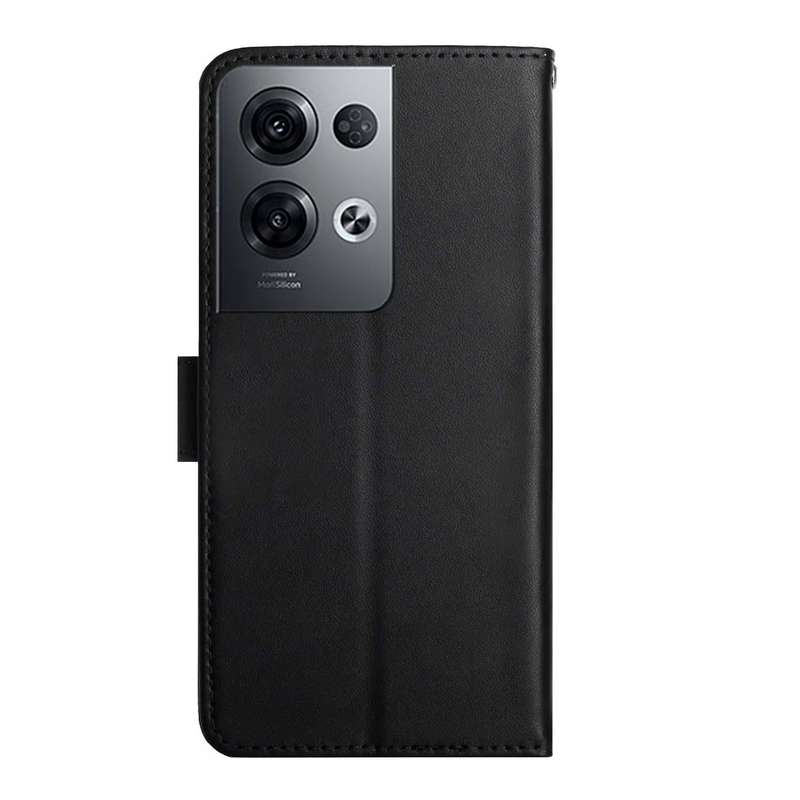 For OPPO Reno8 Pro+ / Reno8 Pro HT02 Genuine Leather Fingerprint-proof Flip Phone Case(Black)