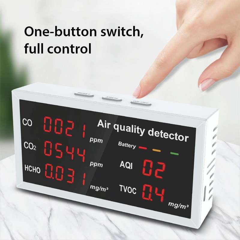 5-in-1 Indoor Home Portable Air Monitor TVOC Formaldehyde Detector(W17A Light Gray)
