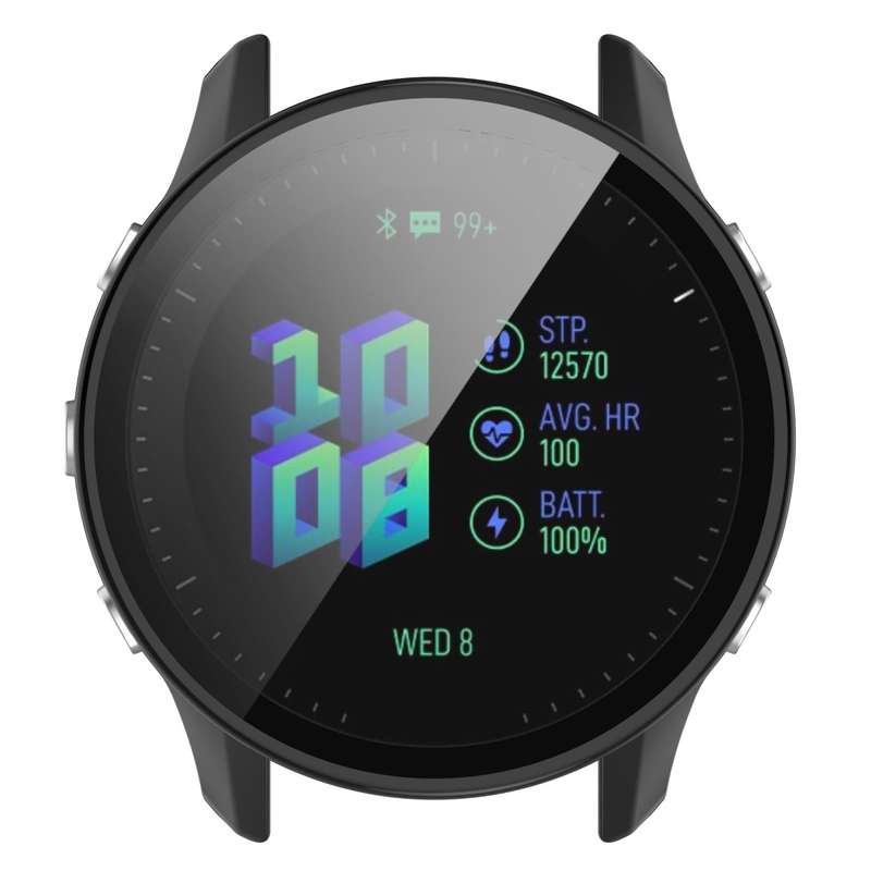 For Garmin Forerunner 955 PC Tempered Film Full Body Watch Case(Black)