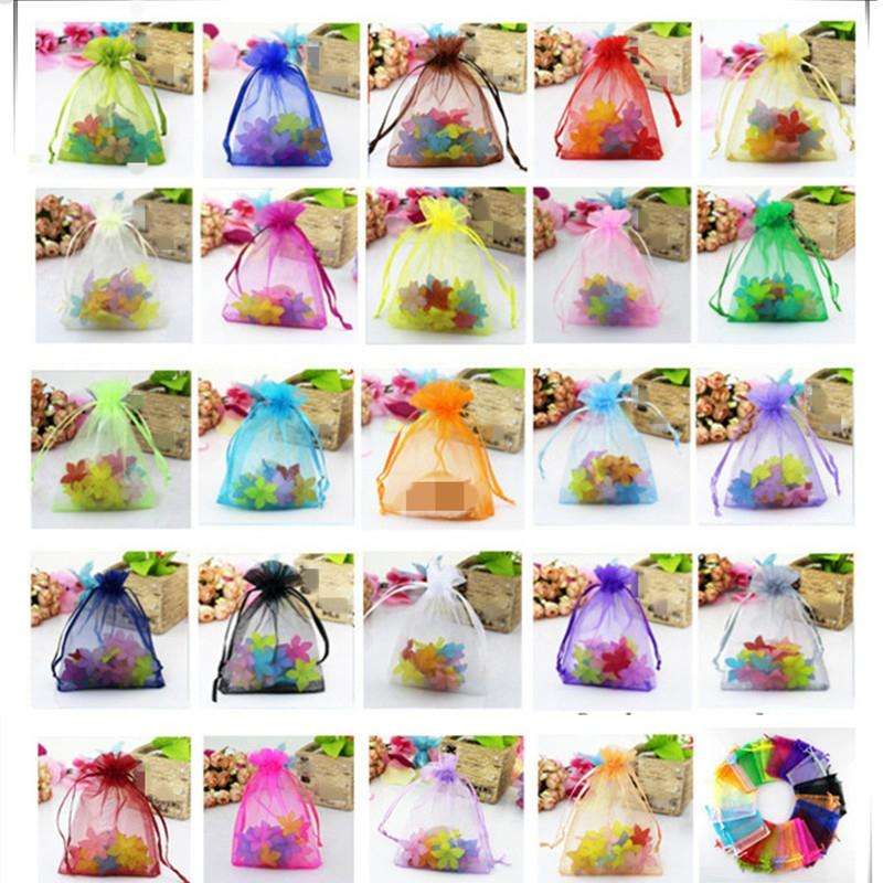 100 PCS Organza Gift Bags Jewelry Packaging Bag Wedding Party Decoration, Size: 7x9cm(D6 Red)