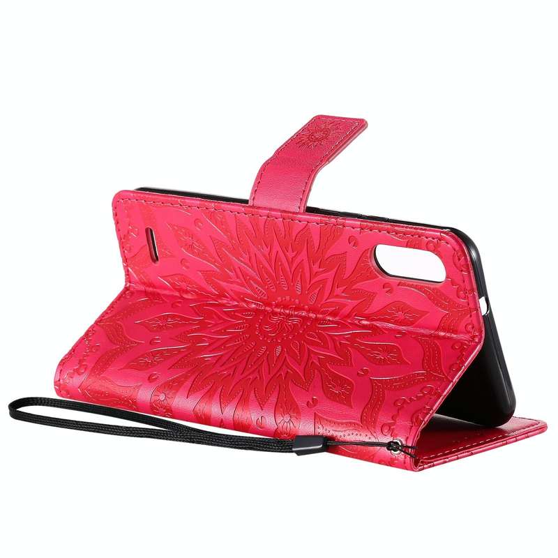 For LG K22 / K22 Plus Sun Embossing Pattern Horizontal Flip Leather Case with Card Slot & Holder ...