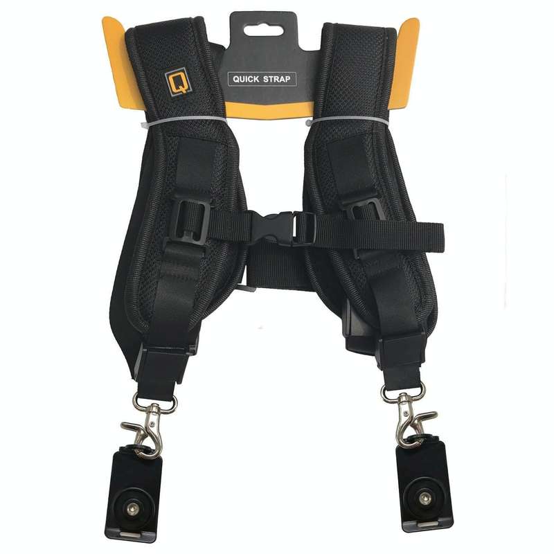 Safe & Fast Quick Double Shoulder Belt Strap for 2 Cameras DSLR (QS-B 1/4(Black)