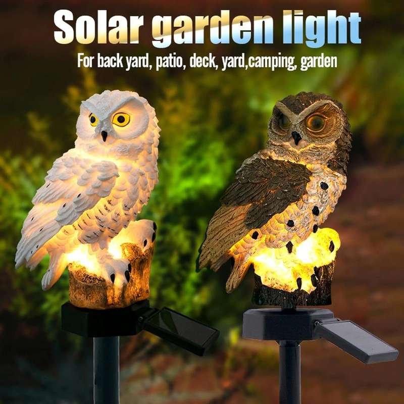 Solar Powered Owl Shape LED Night Light Garden Lawn Lamp(Brown)