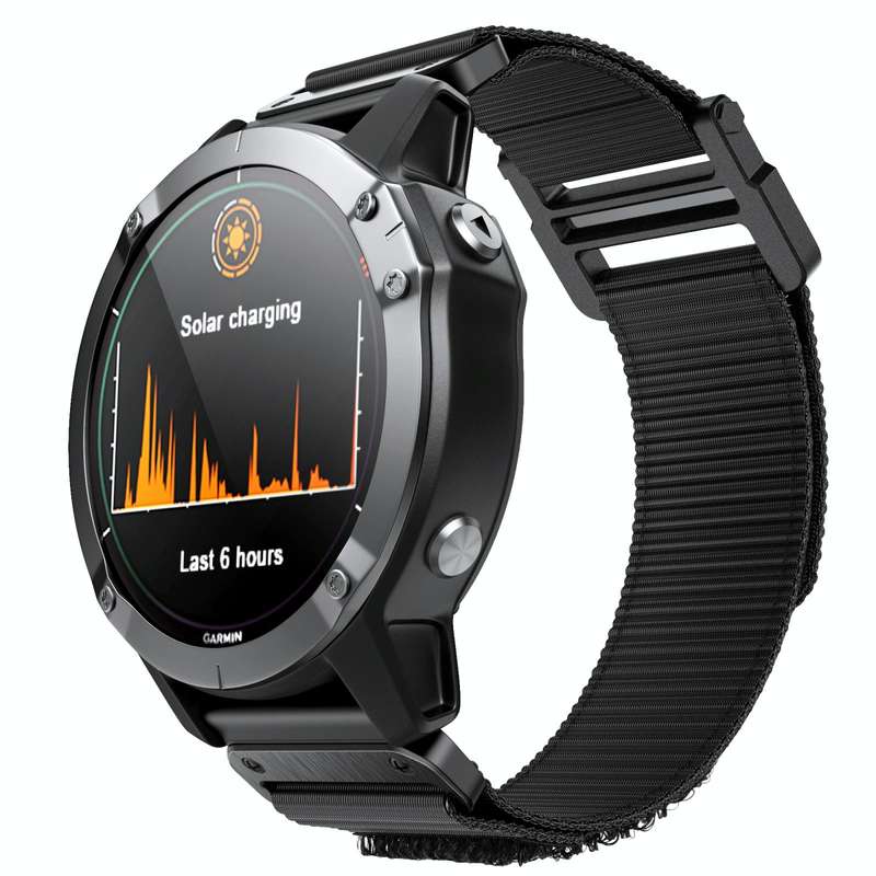 For Garmin Fenix 6X / 5X 26mm Hook And Loop Fastener Nylon Watch Band(Black)