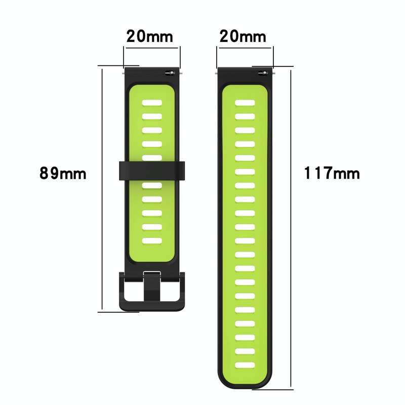 For Garmin Forerunner 245 Music 20mm Vertical Pattern Two-Color Silicone Watch Band(Black+Grey)