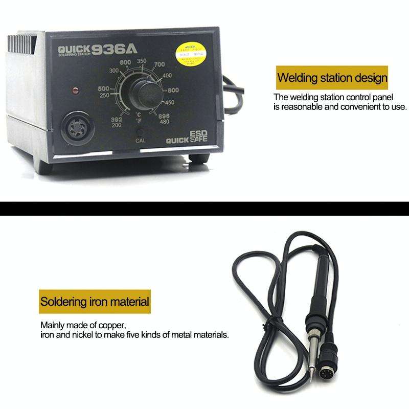 4 in 1 QUICK 936A 220V 60W Soldering Station Constant Temperature Soldering Iron Soldering Tool, ...