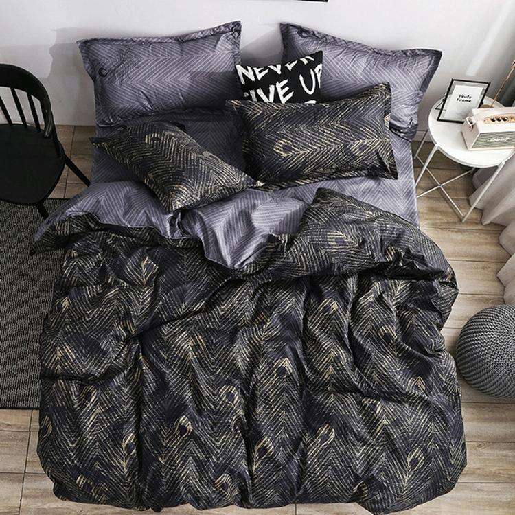 Luxury Bedding Black Marble Pattern Set Sanded Printed Quilt Cover Pillowcase, Size: 135x200cm(lu...
