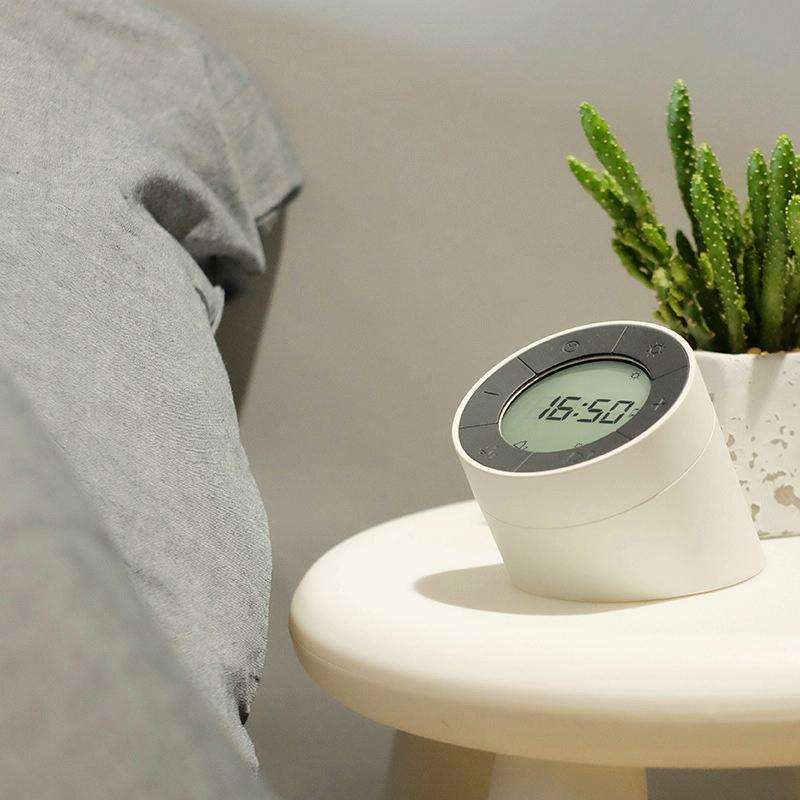 Simple Home Creative Multi-function Charging Stepless Dimming Alarm Clock Night Light(Gray)