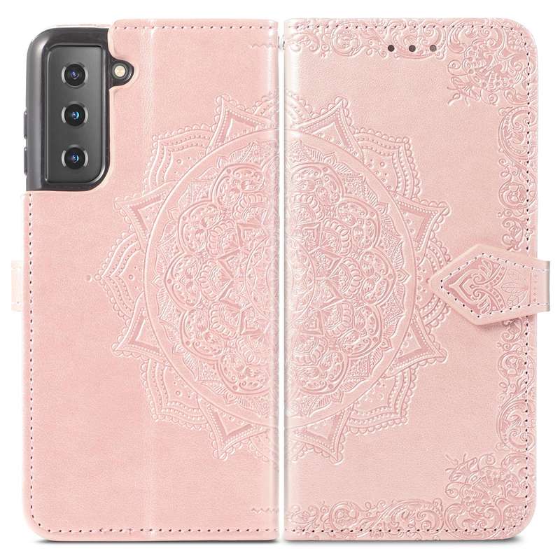 For Samsung Galaxy S22 5G Mandala Flower Embossed Horizontal Flip Leather Case with Holder & Card...