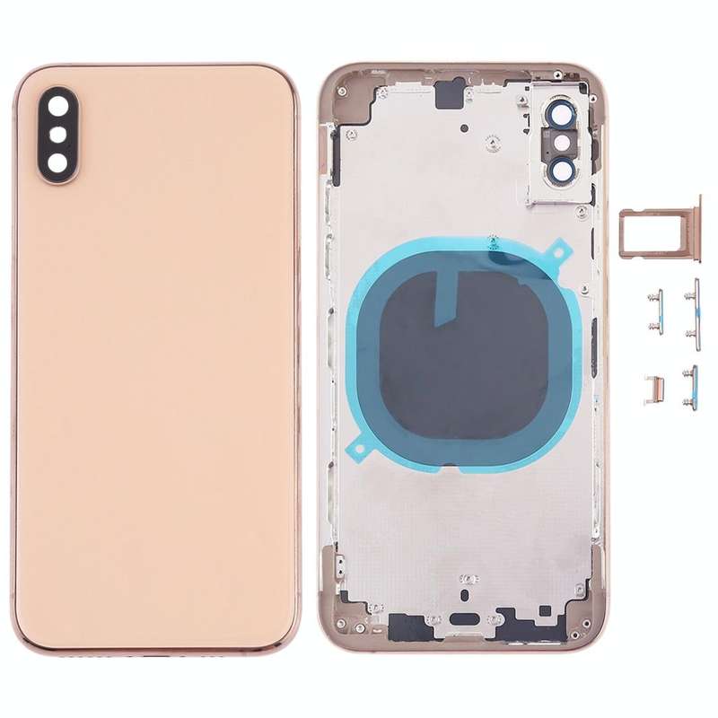 Back Cover with Camera Lens & SIM Card Tray & Side Keys for iPhone XS(Gold)