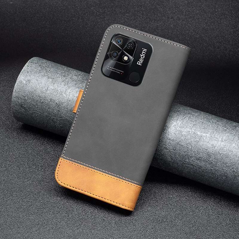 For Xiaomi Redmi 10C BF11 Color Matching Skin Feel Leather Phone Case(Black)