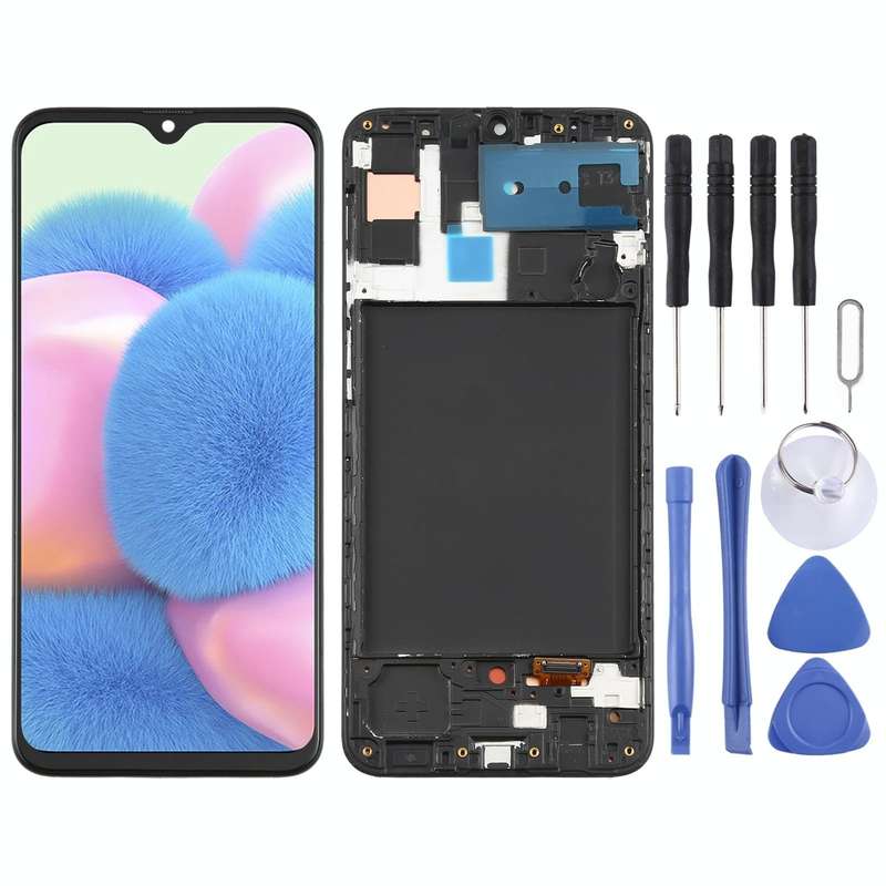 Original Super AMOLED LCD Screen for Samsung Galaxy A30s Digitizer Full Assembly With Frame