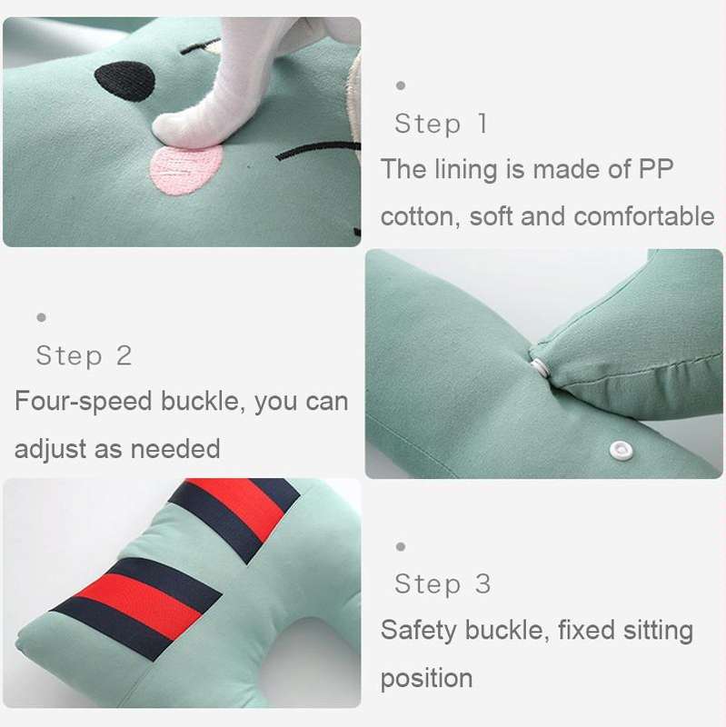 8146 Cartoon Adjustable Car Children Sleep Safety Belt U-shaped Neck Pillow(Coffee Monkey)