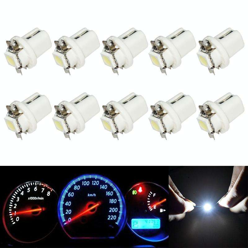 10 PCS T8.5 5050 Led 1 SMD Car Gauge Dash Bulb Dashboard Instrument Light Wedge Interior Lamp(White)