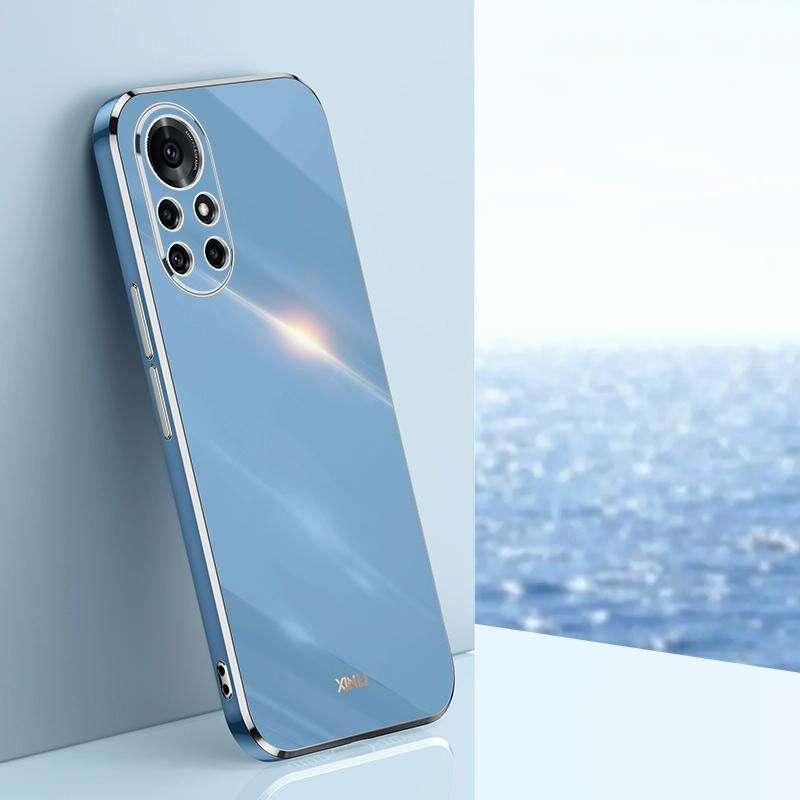 For Huawei nova 8 Pro 5G XINLI Straight 6D Plating Gold Edge TPU Shockproof Case(Celestial Blue)