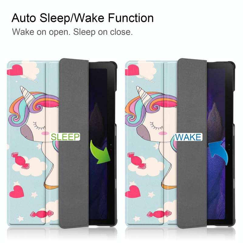 For Samsung Galaxy Tab A8 2021 Painted Leather Tablet Case with 3-Fold Holder(Unicorn)