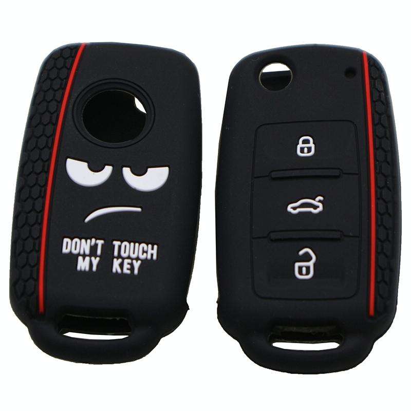 Do not Touch My Key Style Silicone Car Key Cover for Volkswagen Jetta Polo Passat Skoda Tiguan Go...