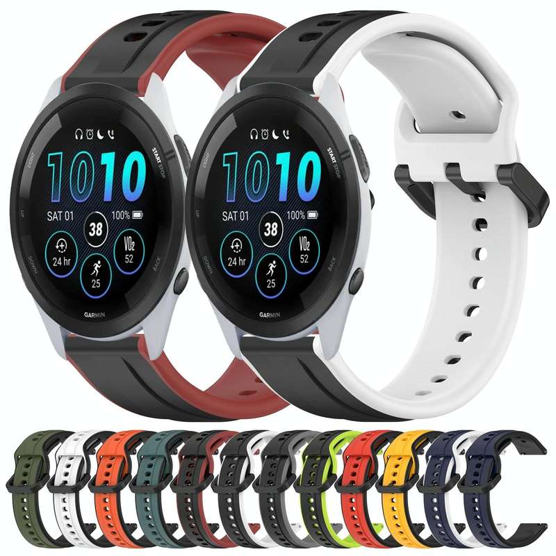 For Garmin Forerunner 265 22mm Convex Loop Two-Color Silicone Watch Band(Orange+Black)