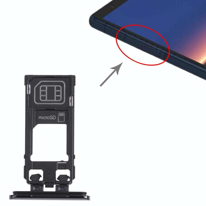 SIM Card Tray + Micro SD Card Tray for Sony Xperia 5 (Black)