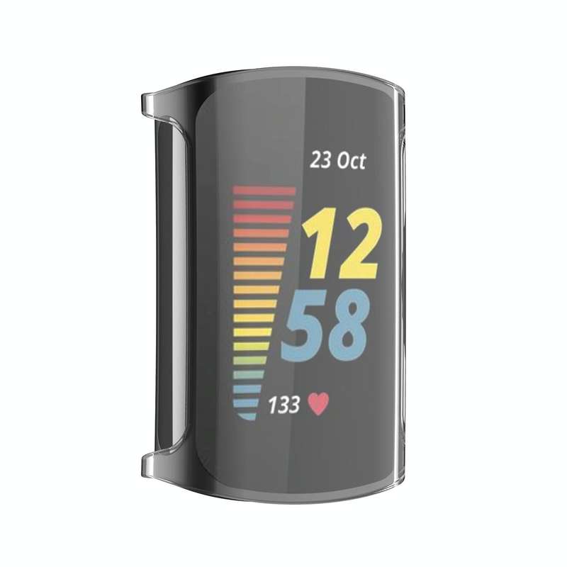 For Fitbit Charge 5 Full Coverage TPU Electroplating Protective Case Cover(Transparent White)