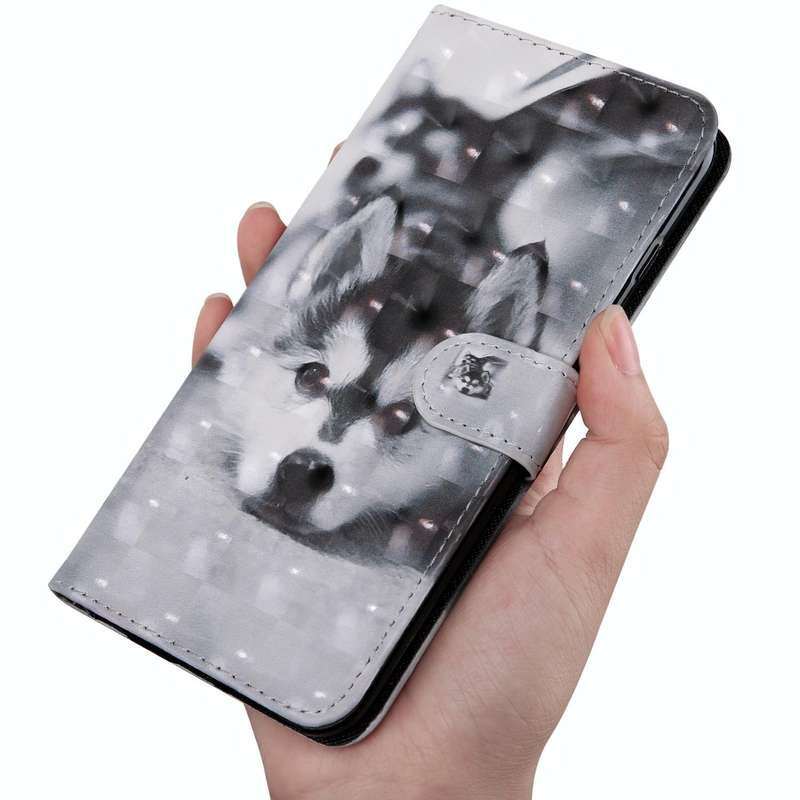 For Samsung Galaxy A13 4G 3D Painting Pattern Coloured Drawing Leather Phone Case(Husky)