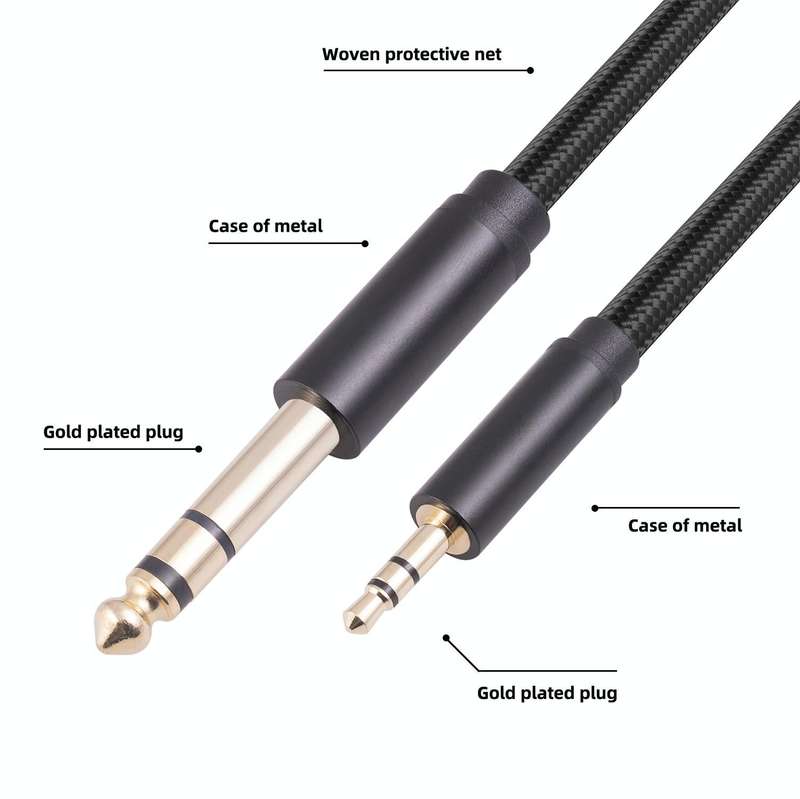 3662BK 3.5mm Male to 6.35mm Male Stereo Audio Cable, Length:2m