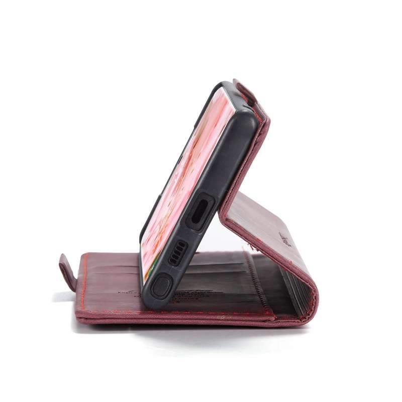 For Samsung Galaxy S22 Ultra 5G CaseMe 013 Multifunctional Leather Phone Case(Wine Red)