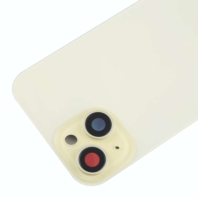 For iPhone 15 Battery Back Cover with Camera Lens Cover + MagSafe Magnet(Yellow)