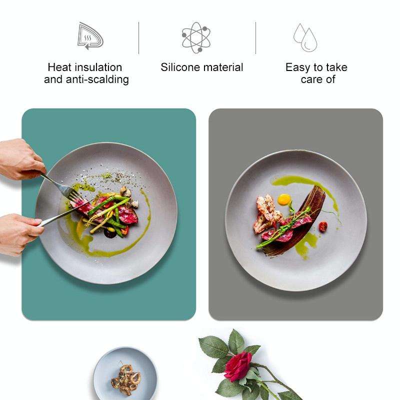 Nordic Style Food Grade Silicone Pad Tableware Environmental Insulation Pad Placemat(Beige)