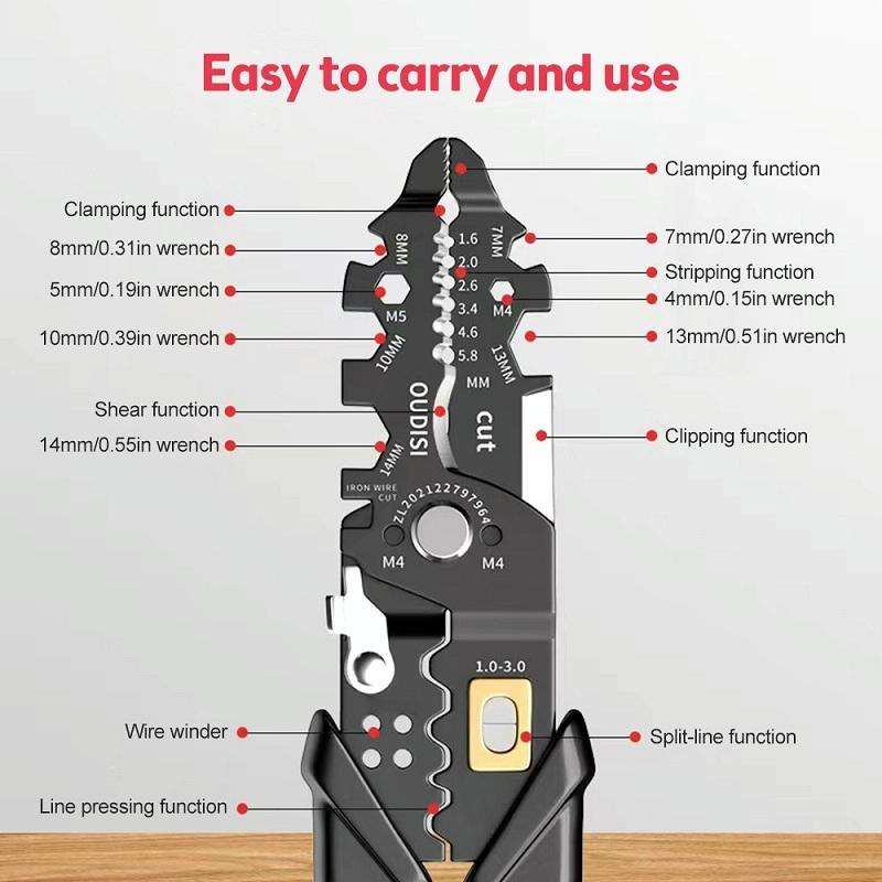 25 In 1 Electrician Multipurpose Wire Stripper(Black)