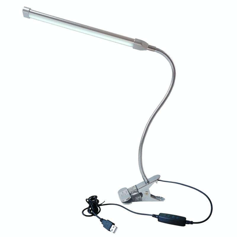 USB Clip Lamp Student Eye Protection LED Dimmable Desk Light(Silver)