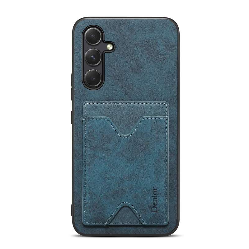 For Samsung Galaxy A24 5G Denior PU Back Cover Card Slot Holder Phone Case(Blue)