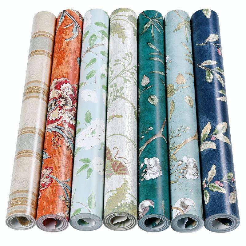 0.53x5m 3D StereoRetro Self-Adhesive Non-Woven Wallpaper Pastoral Flower Bedroom Living Room TV B...