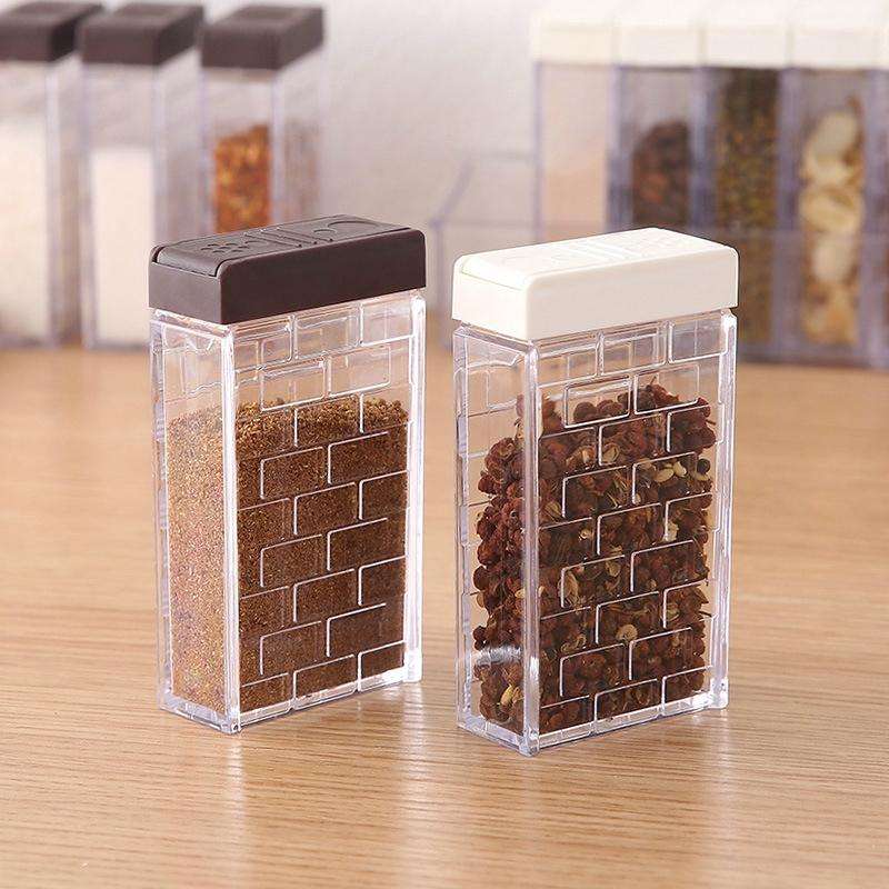 6 PCS Spice Seasoning Box PP Salt Pepper Jars Box Kitchen Spice Storage Bottles(Coffee)