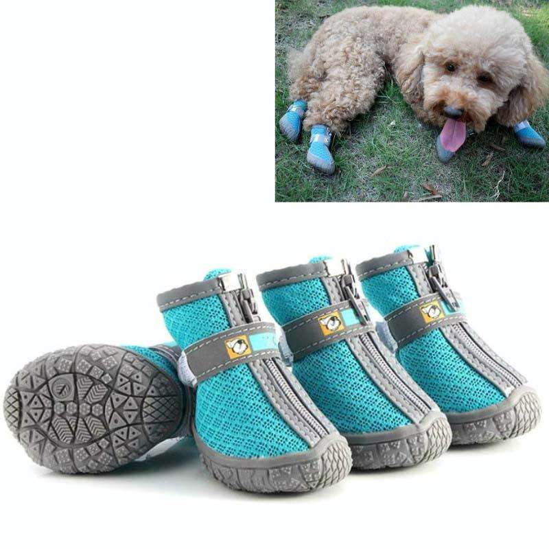 4 PCS / Set Breathable Non-slip Wear-resistant Dog Shoes Pet Supplies, Size: 4.8x5.3cm(Lake Blue)