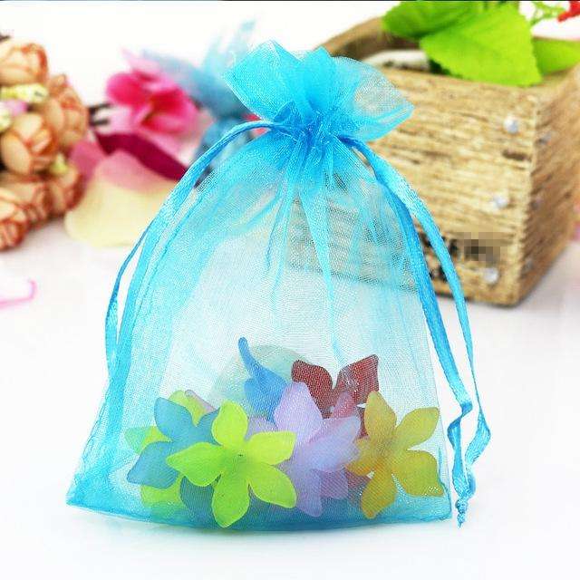 100 PCS Organza Gift Bags Jewelry Packaging Bag Wedding Party Decoration, Size: 7x9cm(D16 Lake Blue)