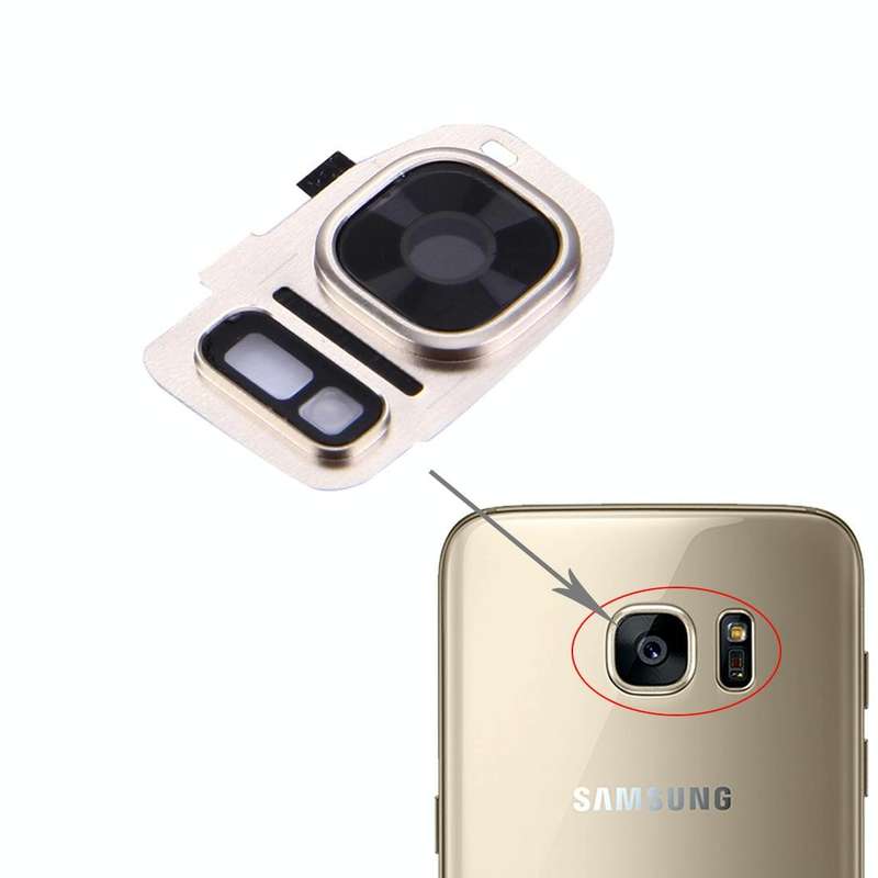 For Galaxy S7 / G930 10pcs Rear Camera Lens Cover + Flashlight Bracker (Gold)