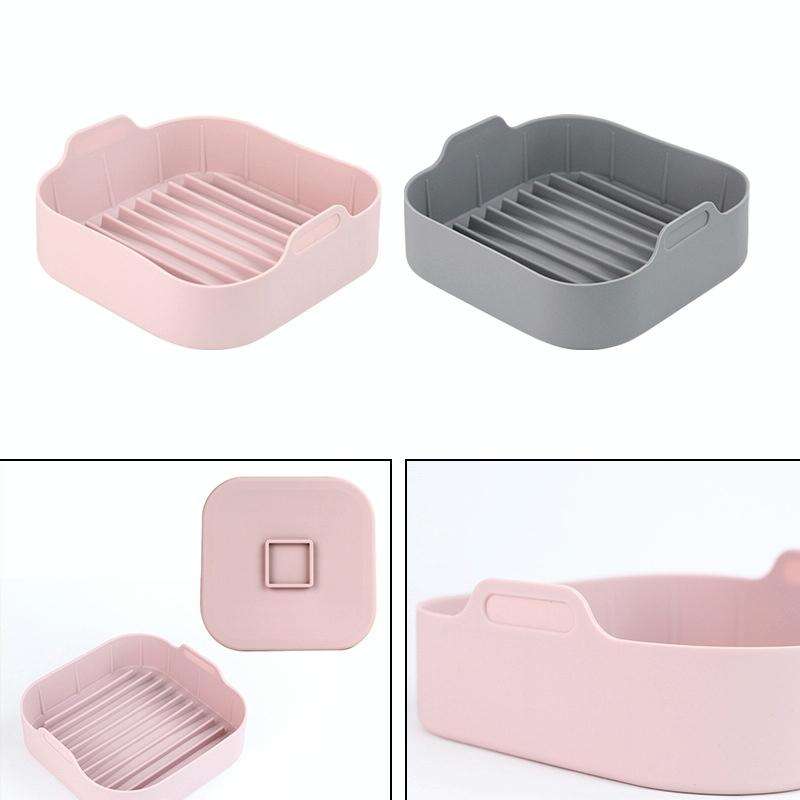 Air Fryer Silicone Grill Pan Accessories, Size: Square 20.5 cm(Gray)