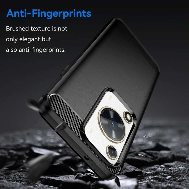 For Huawei nova Y72 Brushed Texture Carbon Fiber TPU Phone Case(Black)