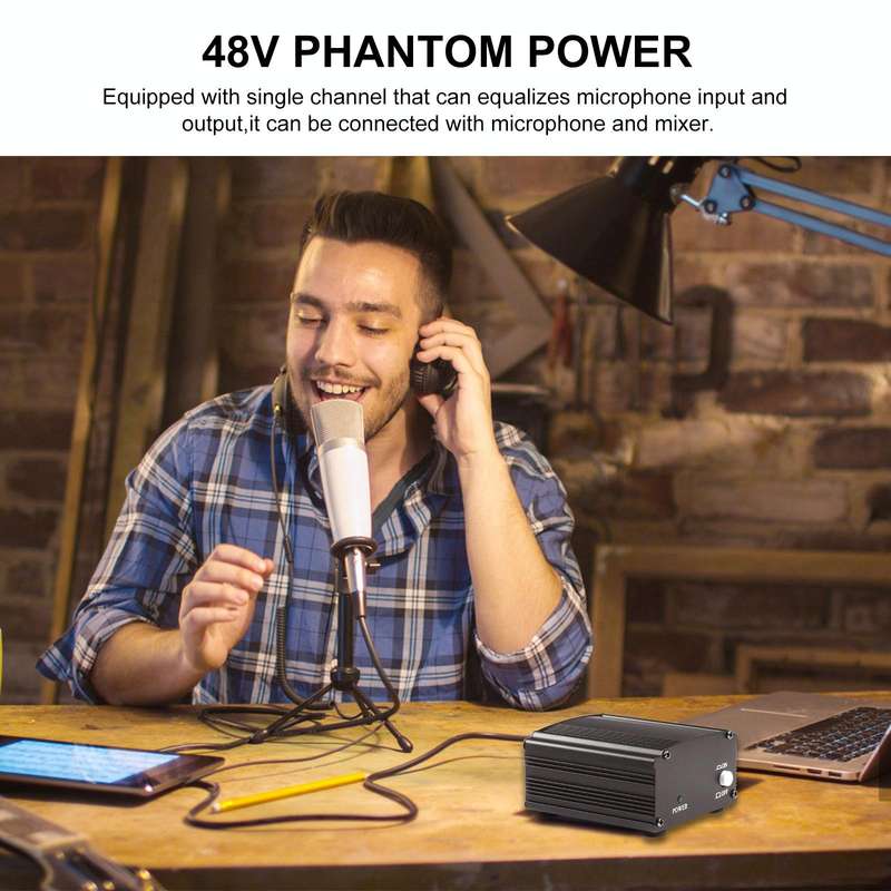 PULUZ 48V Phantom Power Supply for Condenser Microphone(Black)