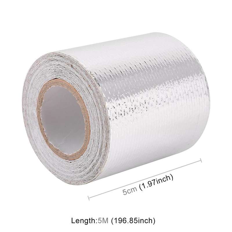 5m Exhaust Wrap Auto Motor Exhaust Heat Shield Aluminum Foil Paper Heat Resistant Wrap (Silver)