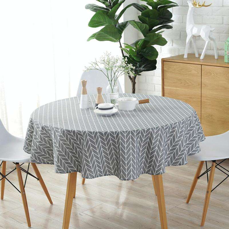 Polyester Cotton Round Tablecloth Dust-proof Cotton and Linen Printing Tablecloth, Diameter:150cm...