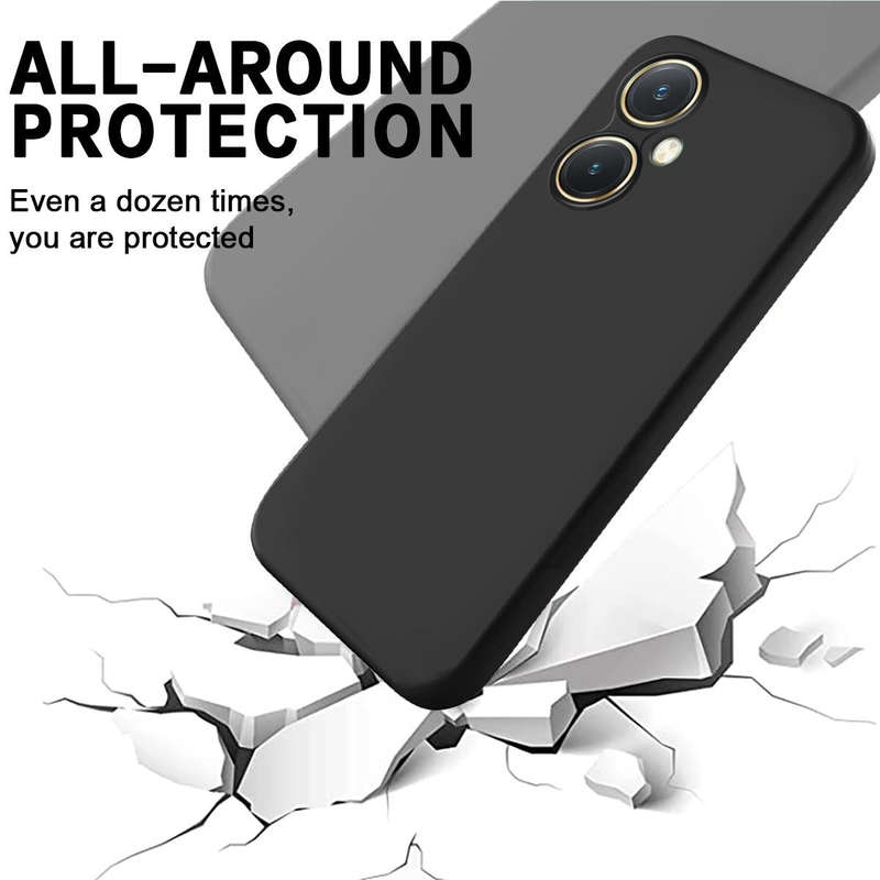 For vivo Y27 4G Pure Color Liquid Silicone Shockproof Phone Case(Black)