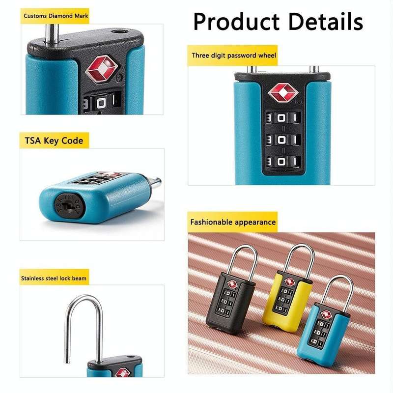 TSA Customs Code Lock Travel Luggage Lock Mini Contrast Color Design Combination Padlock(Purple B...
