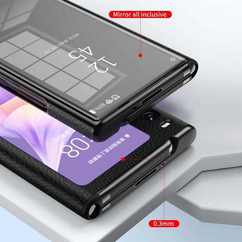 For Huawei Mate Xs 2 Side Frame Stick Leather Magnetic Phone Case(Cross Texture Black)