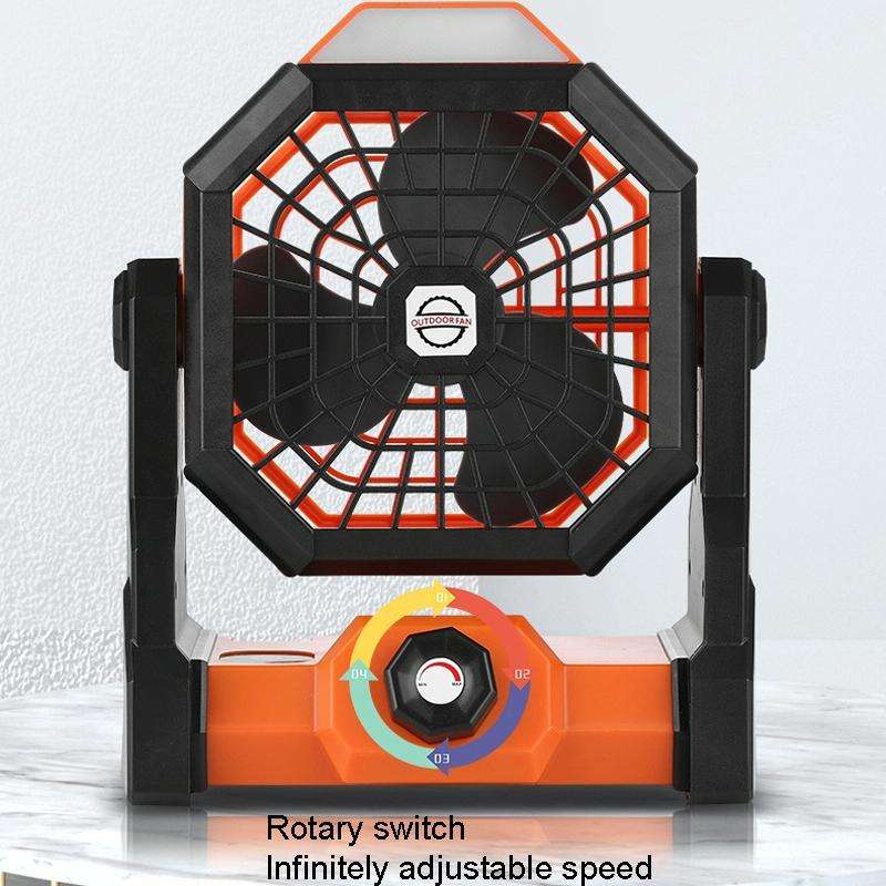 Outdoor Infinitely Variable Speed Portable Large Wind Charging Camping Lighting Fan(Black Green)