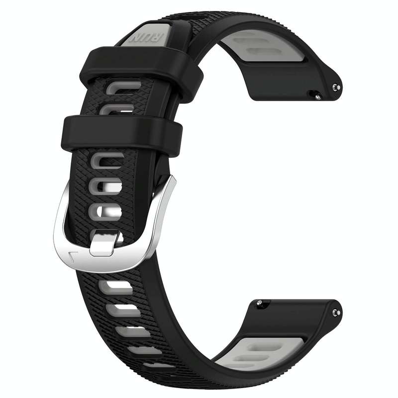 For Garmin VivoMove Style 20mm Sports Two-Color Steel Buckle Silicone Watch Band(Black+Grey)